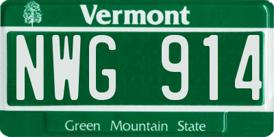 VT license plate NWG914