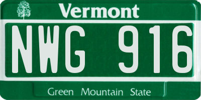 VT license plate NWG916