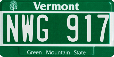 VT license plate NWG917
