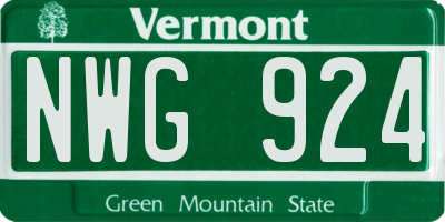 VT license plate NWG924