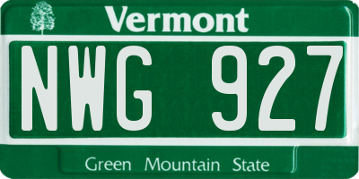 VT license plate NWG927