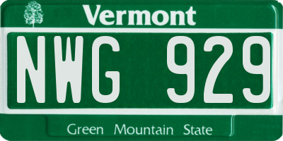 VT license plate NWG929