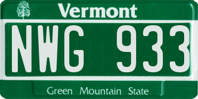 VT license plate NWG933
