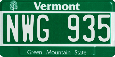 VT license plate NWG935