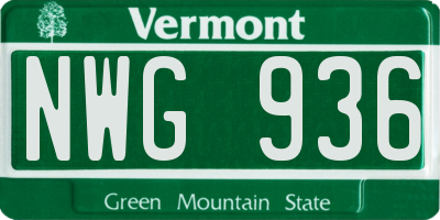 VT license plate NWG936
