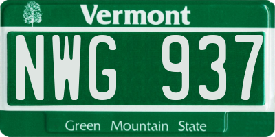 VT license plate NWG937