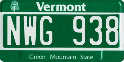 VT license plate NWG938