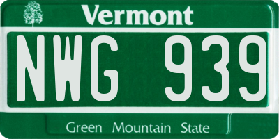VT license plate NWG939