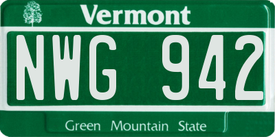VT license plate NWG942