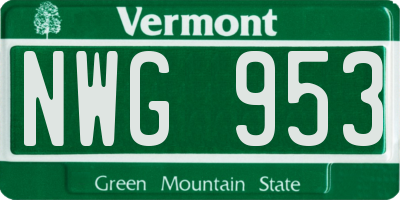 VT license plate NWG953