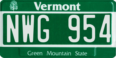 VT license plate NWG954
