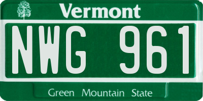 VT license plate NWG961