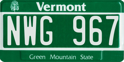VT license plate NWG967