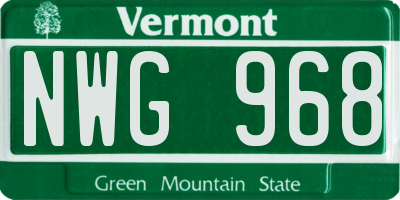 VT license plate NWG968