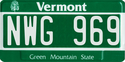 VT license plate NWG969