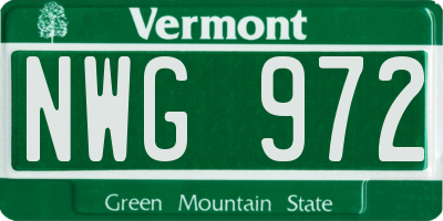 VT license plate NWG972