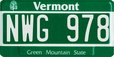 VT license plate NWG978