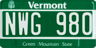 VT license plate NWG980