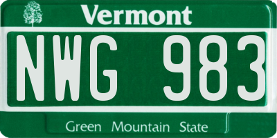 VT license plate NWG983