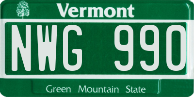 VT license plate NWG990