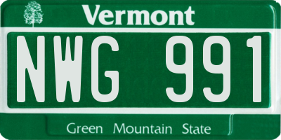 VT license plate NWG991