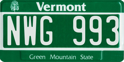 VT license plate NWG993