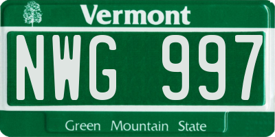 VT license plate NWG997