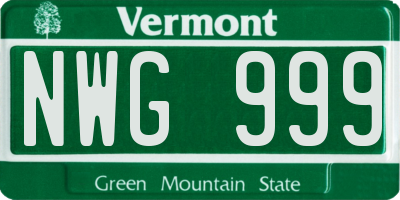 VT license plate NWG999