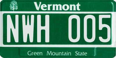 VT license plate NWH005
