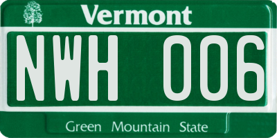 VT license plate NWH006