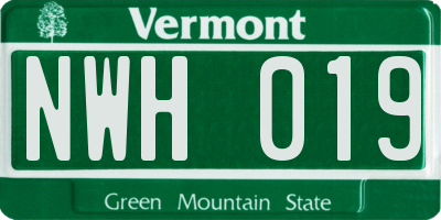 VT license plate NWH019