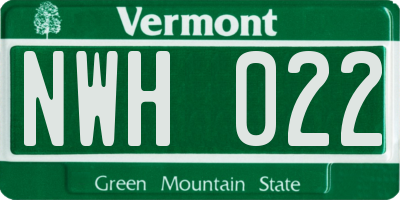 VT license plate NWH022