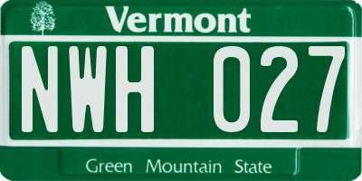 VT license plate NWH027