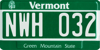 VT license plate NWH032