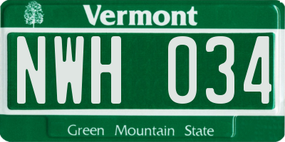 VT license plate NWH034