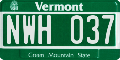 VT license plate NWH037