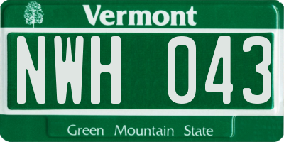 VT license plate NWH043