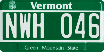 VT license plate NWH046