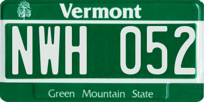 VT license plate NWH052