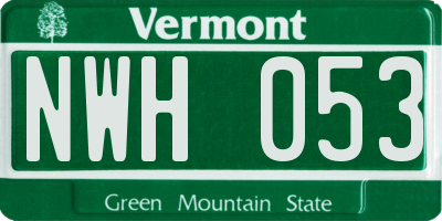 VT license plate NWH053
