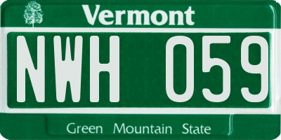 VT license plate NWH059