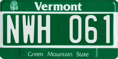 VT license plate NWH061