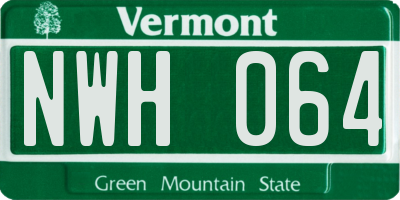 VT license plate NWH064