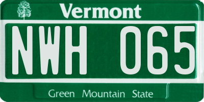 VT license plate NWH065