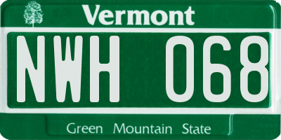 VT license plate NWH068