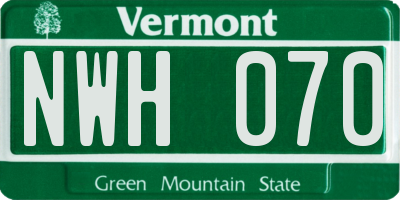 VT license plate NWH070