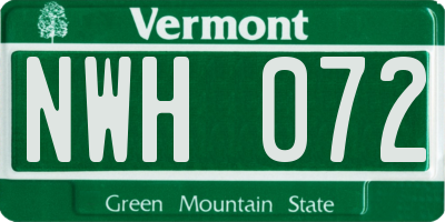 VT license plate NWH072