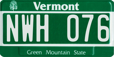 VT license plate NWH076