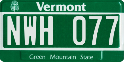 VT license plate NWH077