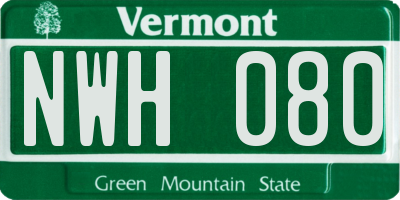 VT license plate NWH080